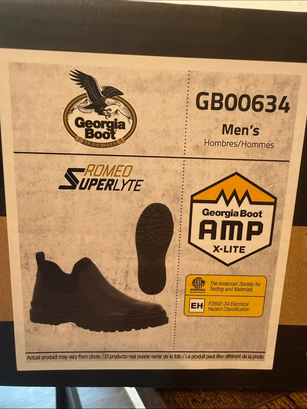 Georgia Boot Romeo Superlyte Black Slip-On Work-Casual Loafers in Box 8.5 Men’s